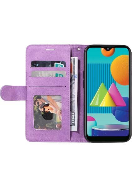 Samsung Galaxy A02/M02 Iki Renkli Dikiş Kickstand Koruyucu Kılıf (Yurt Dışından)