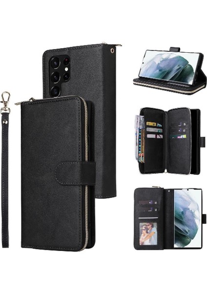 Samsung Galaxy S22 Ultra Kart Tutucu Fermuarlı Cebi El Çantası (Yurt Dışından)