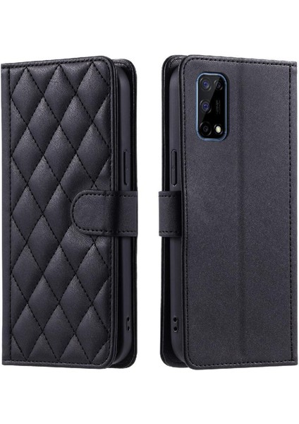 Realme 7 Pro Için Telefon Kılıfı Manyetik El Kayışı Kafes Flip Folio Cüzdan (Yurt Dışından)