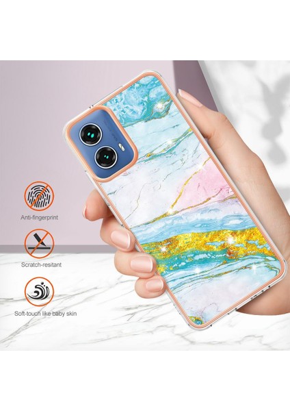 Motorola Moto G34 Koruma Için Kılıf Ince Tpu Mermer Desen Yumuşak Tampon (Yurt Dışından)