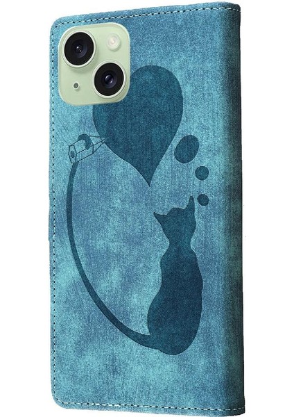 IPhone 15 Için Kılıf Kabartmalı Sevimli Kedi Cüzdan Kılıf Kart Cep Flip Folio (Yurt Dışından) indirimleri