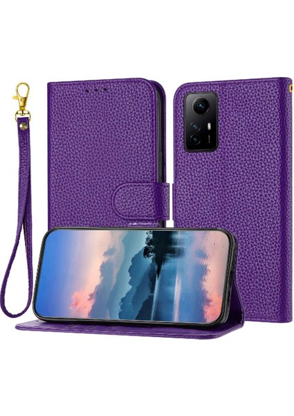 Telefon Kılıfı Için Xiaomi Redmi Not 12S Kart Yuvaları Tutucu Litchi Desen Flip (Yurt Dışından)