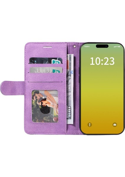 IPhone 15 Artı Kickstand Koruyucu Pu Deri Flip Folio Kılıf (Yurt Dışından)