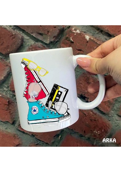 Size Özel 90 Lar Modası Kaset Gözlük Seramik Baskılı Kupa Bardaklar fiyatları