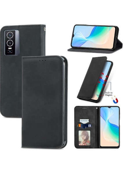 Vivo Y76 5g Fermuar Kordon Basit Iş Cüzdan Deri Kılıf (Yurt Dışından)