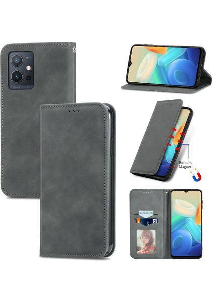Vivo Y55 5g Fermuar Basit Iş Kordon Cüzdan Deri Kılıf (Yurt Dışından)