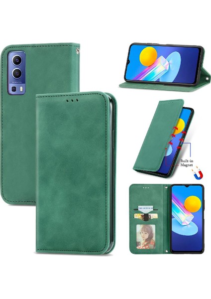 Vivo Y72 Için Kılıf Deri Çanta Fermuar Basit Iş Kordon Cüzdan (Yurt Dışından)