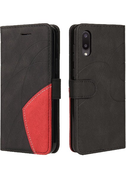 Samsung Galaxy A02/M02 Iki Renkli Dikiş Kickstand Koruyucu Kılıf (Yurt Dışından)