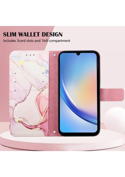 Samsung Galaxy A35 5g Pu Deri Mermer Desen Kickstand Cüzdan (Yurt Dışından) modelleri