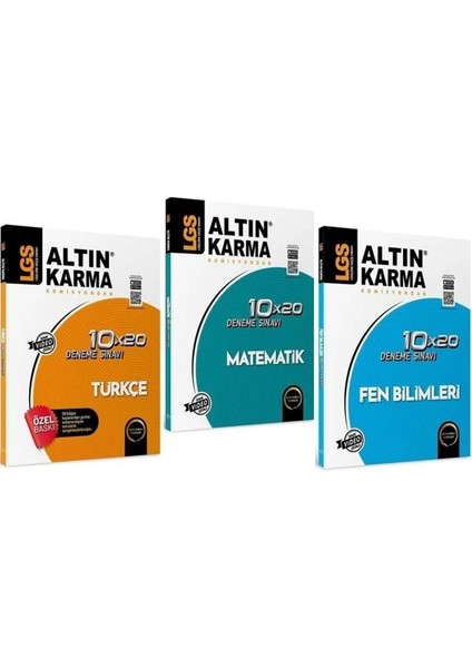 Altın Karma Yayınları Türkçe - Matematik - Fen Bilimleri 10  x  20 Deneme Sınavı 3 Kitap