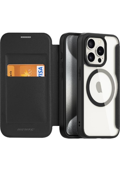 Rfıd Engelleme Kart Yuvası Pu Deri ile IPhone 15 Pro Için Duducase Durumda (Yurt Dışından)