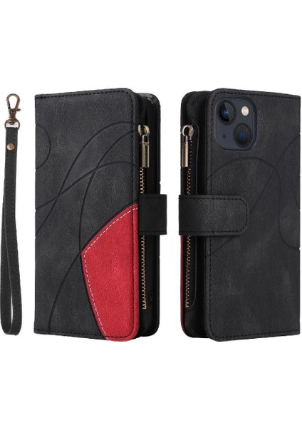 IPhone 14 Için Kılıf Kart Yuvası ile Iki Renkli Dikiş Kickstand Koruyucu (Yurt Dışından)