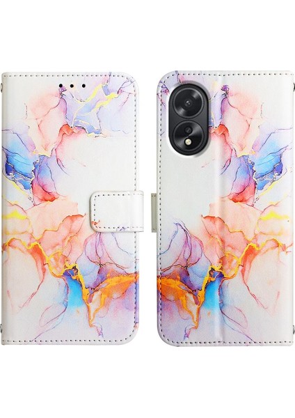 Oppo A38 4g Kickstand Mermer Desen Pu Deri Cüzdan Için Kılıf (Yurt Dışından)