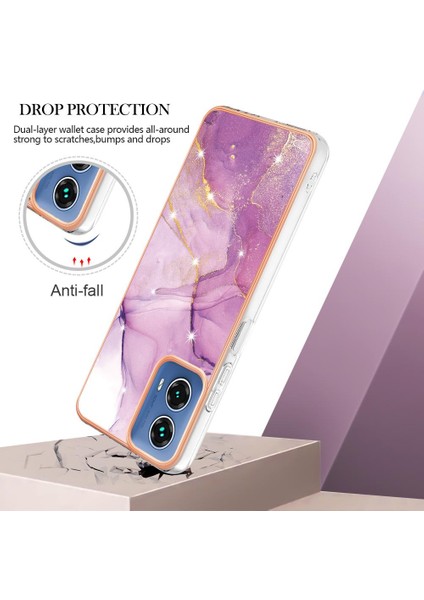 Motorola Moto G34 Koruma Için Kılıf Ince Tpu Mermer Desen Yumuşak Tampon (Yurt Dışından)