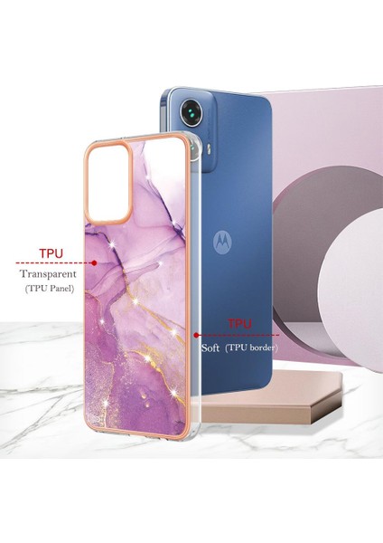 Motorola Moto G34 Koruma Için Kılıf Ince Tpu Mermer Desen Yumuşak Tampon (Yurt Dışından)