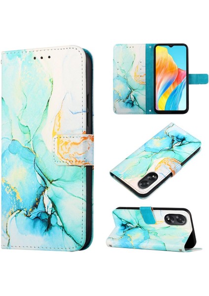 Oppo A38 4g Kickstand Mermer Desen Pu Deri Cüzdan Için Kılıf (Yurt Dışından)