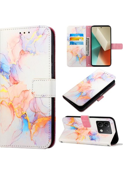 Xiaomi Redmi Için Not 13 5g Kickstand Mermer Desen Pu Deri Cüzdan (Yurt Dışından)