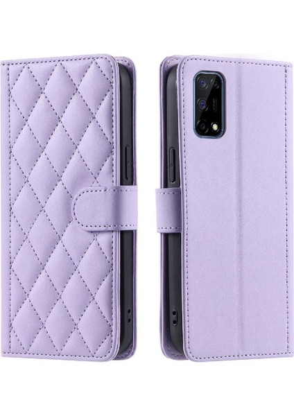 Realme 7 Pro Için Telefon Kılıfı Manyetik El Kayışı Kafes Flip Folio Cüzdan (Yurt Dışından)
