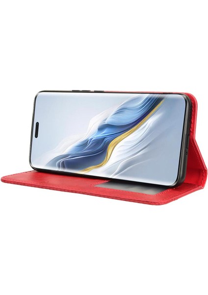 Onur Için Kılıf Sihirli 6 Pro 5g Manyetik Kapatma Pu Deri Cüzdan (Yurt Dışından)