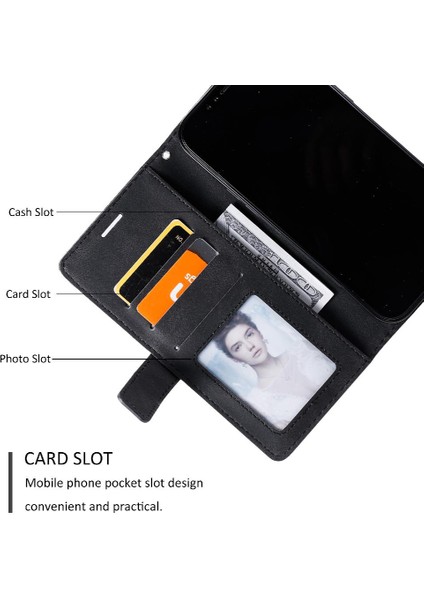 IPhone 13 Için Kılıf Pro Max Manyetik Pu Deri Cüzdan Flip Folio Kart (Yurt Dışından)