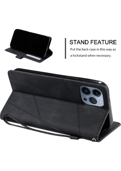 IPhone 13 Için Kılıf Pro Max Manyetik Pu Deri Cüzdan Flip Folio Kart (Yurt Dışından)