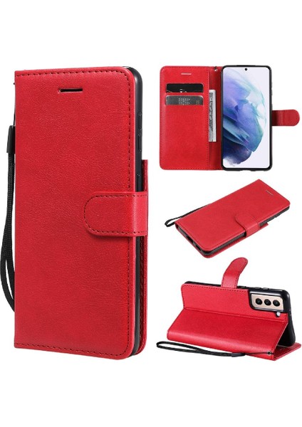 Samsung Galaxy S21 Yüksek Kaliteli Deri Klasik Düz Renk Için Flip Case (Yurt Dışından)