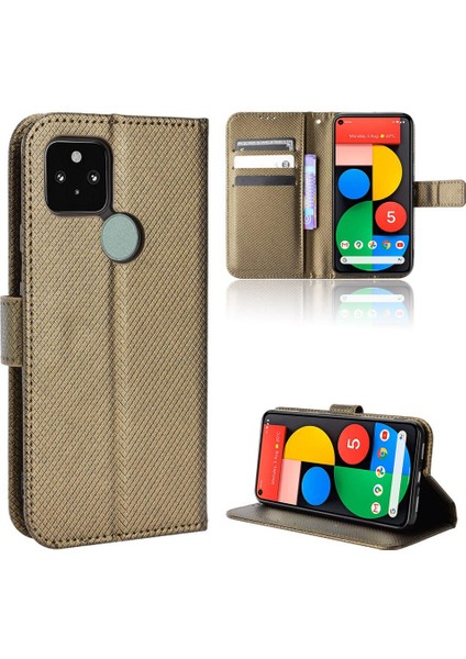 Google Piksel 5 Manyetik Cüzdan Kapak Kart Tutucu Kickstand Için Kılıf (Yurt Dışından)