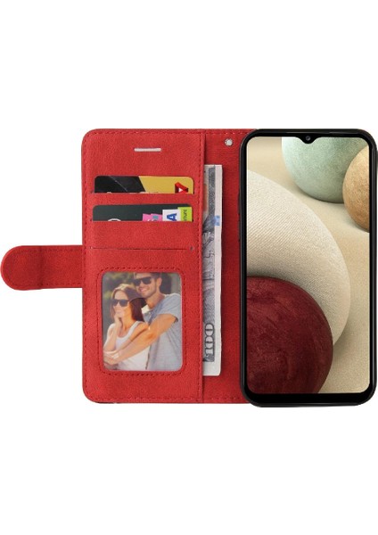 Kart Yuvası Standı Iki Renkli Dikiş Pu ile Samsung Galaxy A12 Için Kılıf (Yurt Dışından) fiyatları