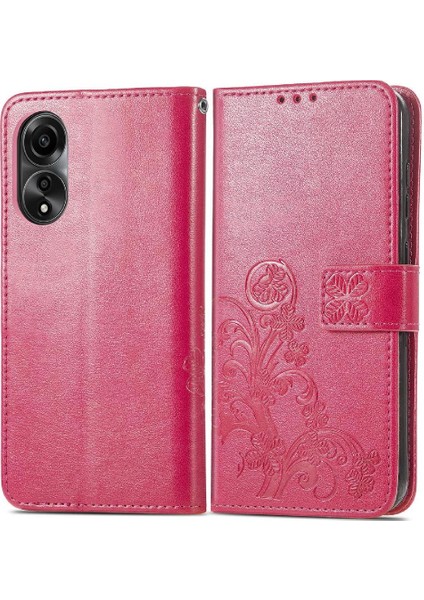 Oppo Için Kılıf A78 4g Kısa Kayış Zarif Iş Dört Yapraklı Yonca Flip (Yurt Dışından)