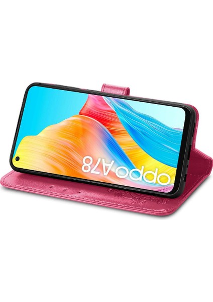 Oppo Için Kılıf A78 4g Kısa Kayış Zarif Iş Dört Yapraklı Yonca Flip (Yurt Dışından) modelleri