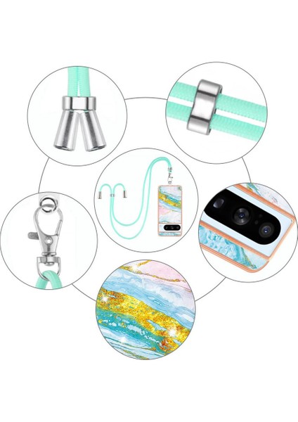 Google Piksel 8 Pro Crossbody Kordon Askısı Mermer Anti-Scratch Için Kılıf (Yurt Dışından) modelleri