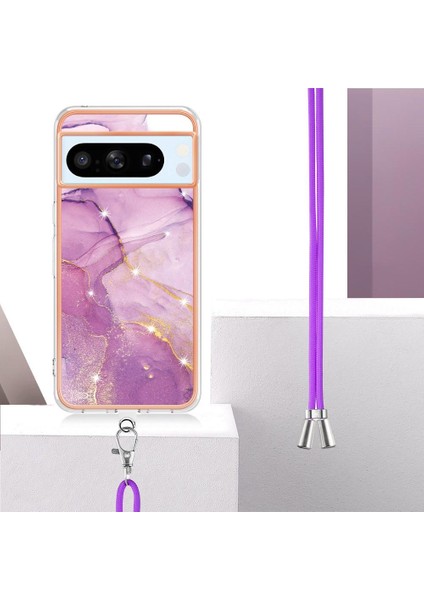 Google Piksel 8 Pro Crossbody Kordon Askısı Mermer Anti-Scratch Için Kılıf (Yurt Dışından)