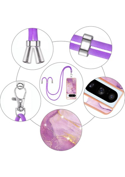 Google Piksel 8 Pro Crossbody Kordon Askısı Mermer Anti-Scratch Için Kılıf (Yurt Dışından) modelleri