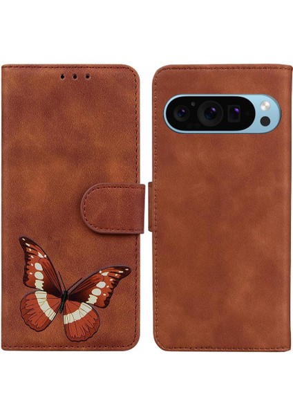 Google Piksel 9 Pro Kelebek Flip Folio Kapak Için Kılıf Renk Baskılı Kart (Yurt Dışından)