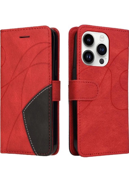 IPhone 15 Için Kılıf Pro Iki Renkli Dikiş Pu Deri Flip Folio Kılıf ile (Yurt Dışından) indirimleri