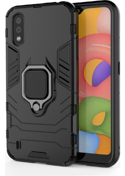 Samsung Galaxy A01 Askeri Damla Koruma Kickstand Halka Kapak (Yurt Dışından)