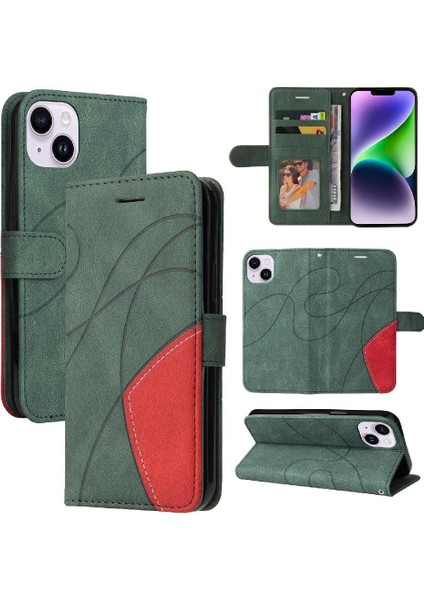 IPhone 15 Artı Kickstand Koruyucu Pu Deri Flip Folio Kılıf (Yurt Dışından)