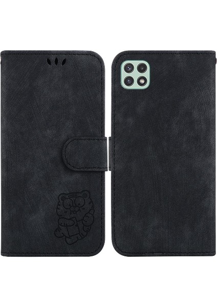 Samsung Galaxy A22 5g Için Kılıf Cüzdan Kılıf Kabartmalı Sevimli Kaplan Flip Folio (Yurt Dışından)