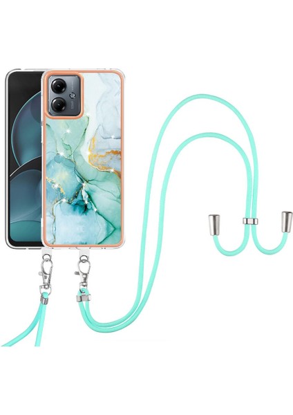 Motorola Moto G14 Tampon Mermer Crossbody Kordon Askısı Yumuşak (Yurt Dışından)