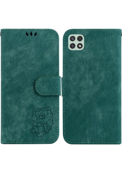 Samsung Galaxy A22 5g Için Kılıf Cüzdan Kılıf Kabartmalı Sevimli Kaplan Flip Folio (Yurt Dışından)