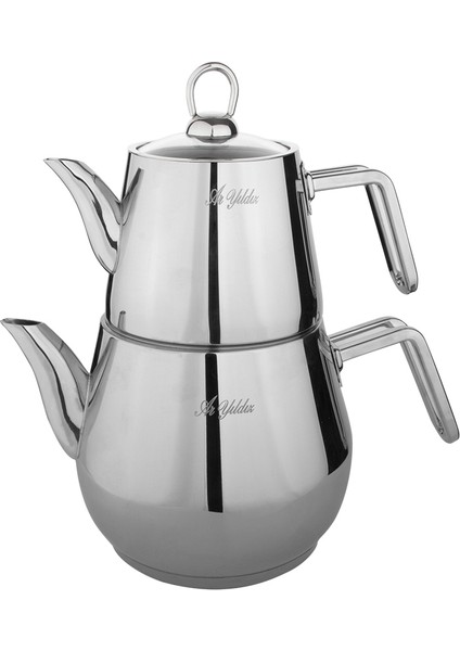 Paslanmaz Çelik Solid Orta Boy Çaydanlık Takımı 1,5 Litre Çok Renkli