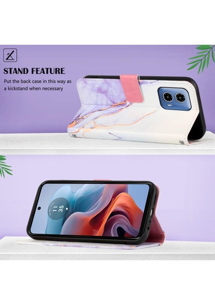 Motorola Moto G34 Kickstand Pu Deri Cüzdan Mermer Desen (Yurt Dışından) modelleri