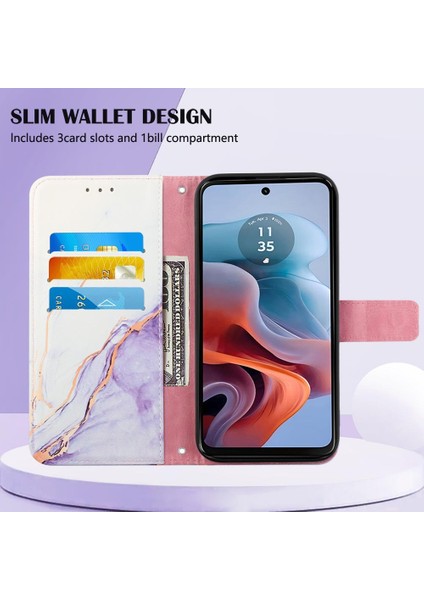 Motorola Moto G34 Kickstand Pu Deri Cüzdan Mermer Desen (Yurt Dışından) indirimleri