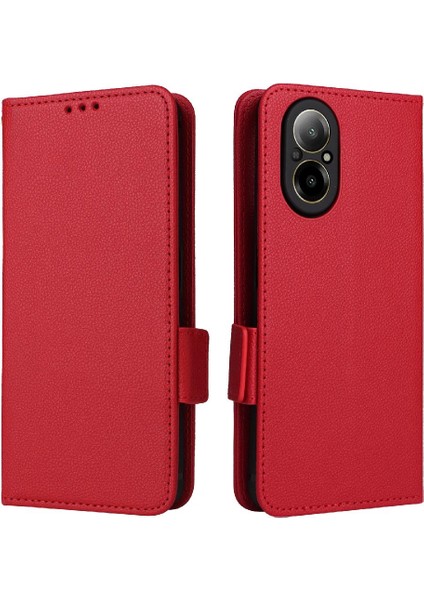 Realme C67 4g Cüzdan Manyetik Kart Yuvaları Için Kılıf Tutucu Pu Deri Yan (Yurt Dışından)