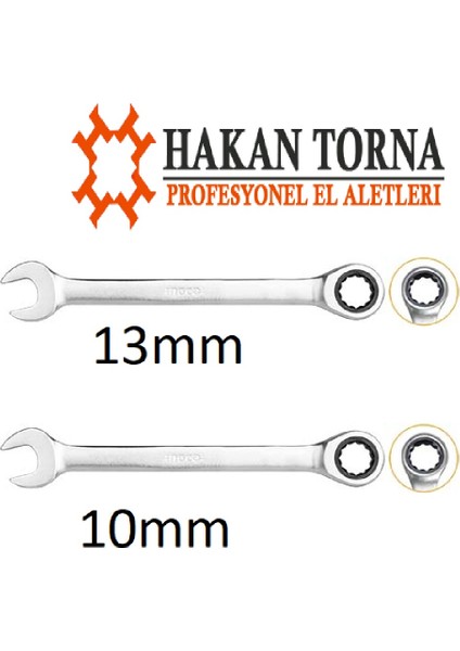 Ingco Profesyonel 10-13MM Cırcır Anahtar 2 Parça