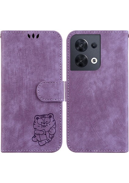 Oppo Için Kılıf Oppo 8 5g Flip Folio Kabartmalı Sevimli Kaplan Kartı Cep Tutucu (Yurt Dışından)