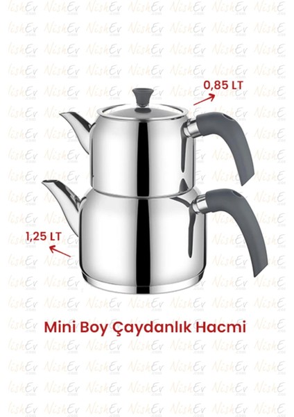 Delux Soft 4 Parça Çaydanlık Takımı - Mini Boy Antrasit