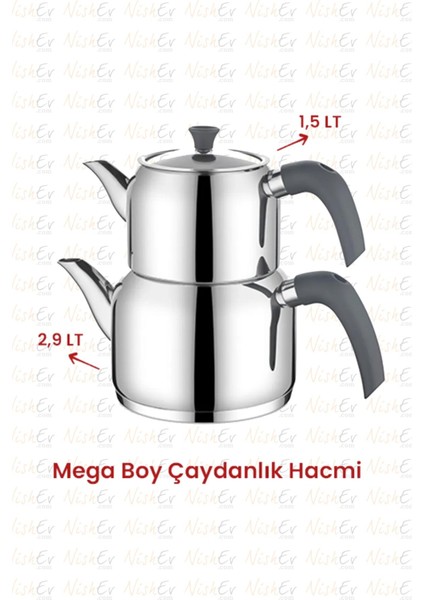 Delux Soft 4 Parça Çaydanlık Takımı - Mega Boy Antrasit