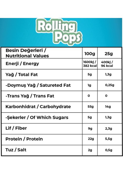 Rolling Pops 56G Süt Mısır Çeşnili Nohut ve Mercimek Cipsi Seti 6 Adet