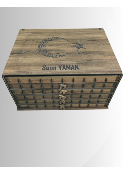 Kişiye Özel Ahşap Tesbih Koleksiyon Kutusu Hediyelik Özel Isim Yazılı Tespih Kutusu 60 Tesbihlik